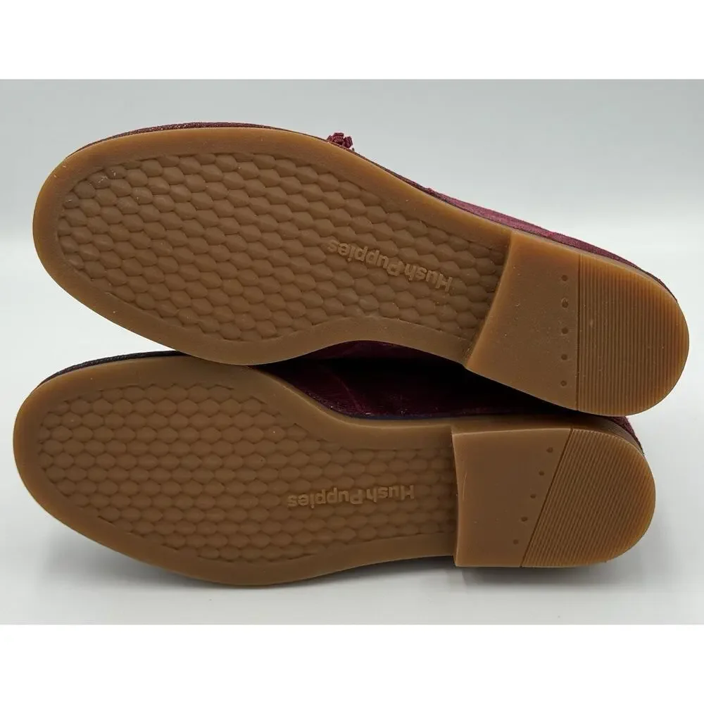 Hush Puppies Women's Suede Ankle Boots Burgundy Wide 9W Lace Up Tassel Comfort - Picture 10 of 12